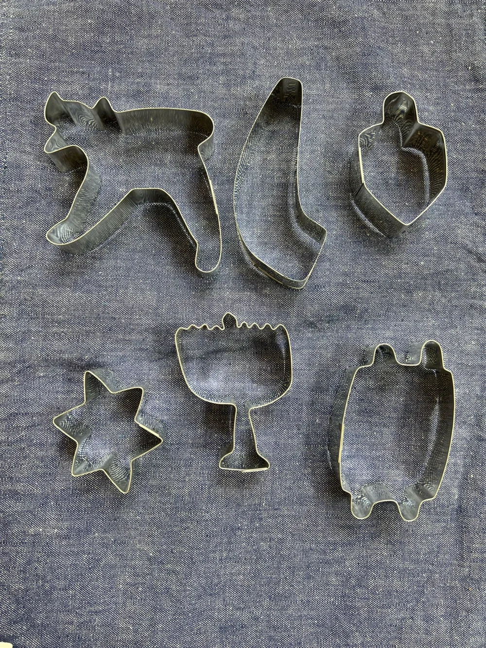 Jewish Cookie Cutters Set of 6 Fox Run Metal Hanukkah Vintage Holiday Cutters